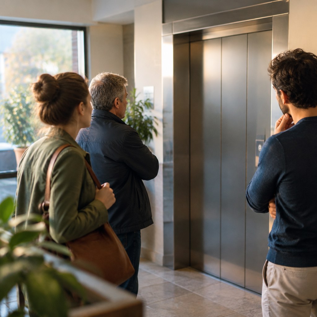 Ascenseur bloqué entre deux étages : quels réflexes pour le syndic et les occupants ? | Novalift Ascenseur bloqué entre deux étages : quels réflexes pour le syndic et les occupants ?